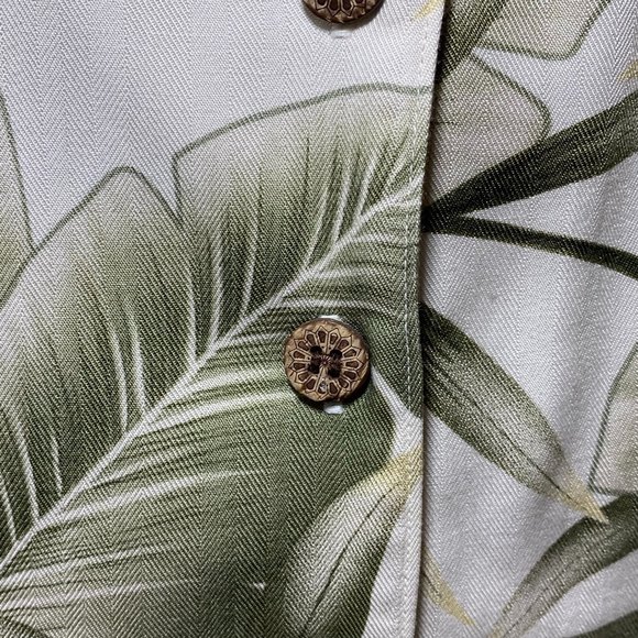 Caribbean Joe Tropical Top Pants Set Size L Green Ivory - Picture 10 of 10